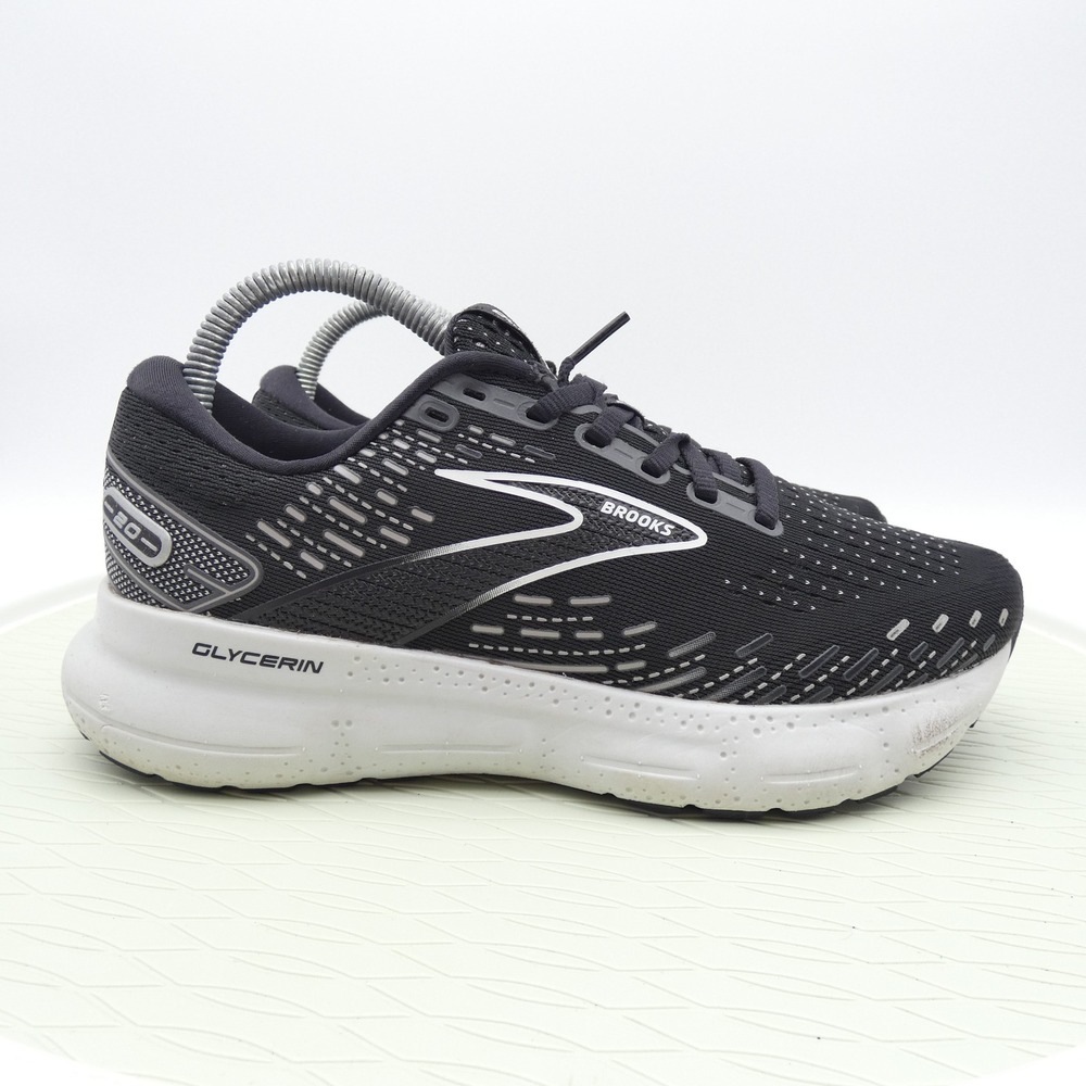 Brooks Glycerin 20 Black White Running Shoes Womens 7.5 Wide D 1203691D059